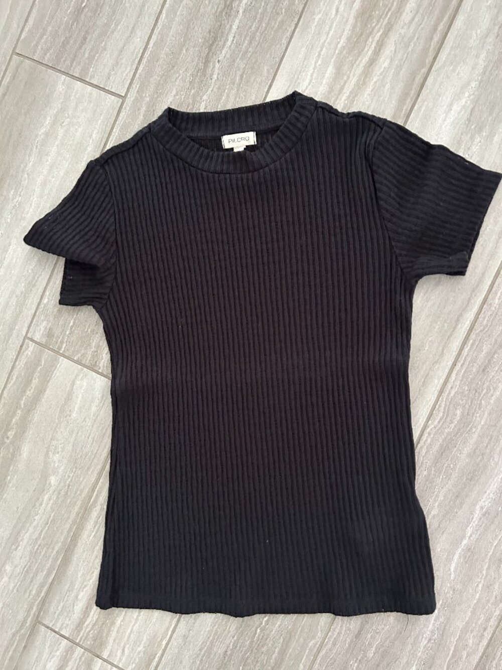 Anthropologie Pilcro Short Sleeve Mock Neck Shirt Black Small